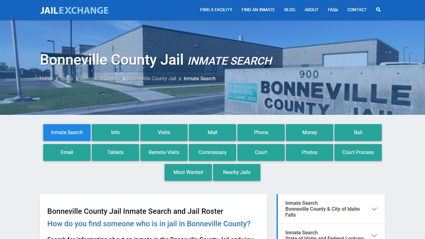 Bonneville County Jail Inmate Search - Jail Exchange